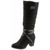 Winterstiefel RIEKER, Damen, Gr. 39 (5,5/6), Normalschaft, schwarz, Nubuklederimitat, kontrastfarbene Details, elegant, Schuhe, Blockabsatz, Rieker TEX-Membran, mit stylischem Zierriemchen