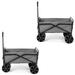 Seina Collapsible Steel Frame Folding Utility Beach Wagon Cart, Gray (2 Pack) - 15.84