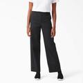 Dickies Women's Relaxed Fit Wide Leg Pants - Rinsed Black Size 29 (FP517)