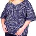 Michael Kors Tops | Michael Kors Palm Print Ruffle Sleeve Top Navy/White Plus Size 1x New Condition | Color: Blue/White | Size: 1x