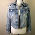 Levi's Jackets & Coats | Levi’s Distressed White Washed Trucker Jean Jacket | Color: Blue | Size: S