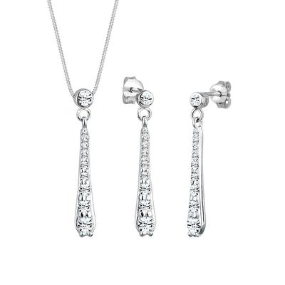 Elli - Tropfen Kristalle 925 Silber Schmuck-Set Damen