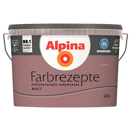 „ALPINA Wand- und Deckenfarbe „“Farbrezepte Cupcake““ Farben Feminines, charmantes Mauve, matt, 2,5 Liter Gr. 2,5 l 2500 ml, lila (feminines, charmantes mauve) Wandfarbe bunt“