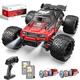 DEERC High Speed Remote Control Cars 25 MPH, 1:16 Scale RC Monster Truck, 4WD All Terrain Off-Road Racing Hobby Car with Lights, 2 Battery for 40 Mins Running, Toy Gift for Adults, Kids