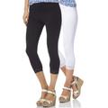 Leggings BOYSEN'S, Damen, Gr. 52 (XXL), N-Gr, schwarz-weiß (schwarz, weiß), Jersey, Obermaterial: 95% Baumwolle, 5% Elasthan. Spitze: 95% Polyamid, 5% Elasthan, unifarben, Basic, schmal 3/4-Länge, Hosen, mit Spitze, Topseller