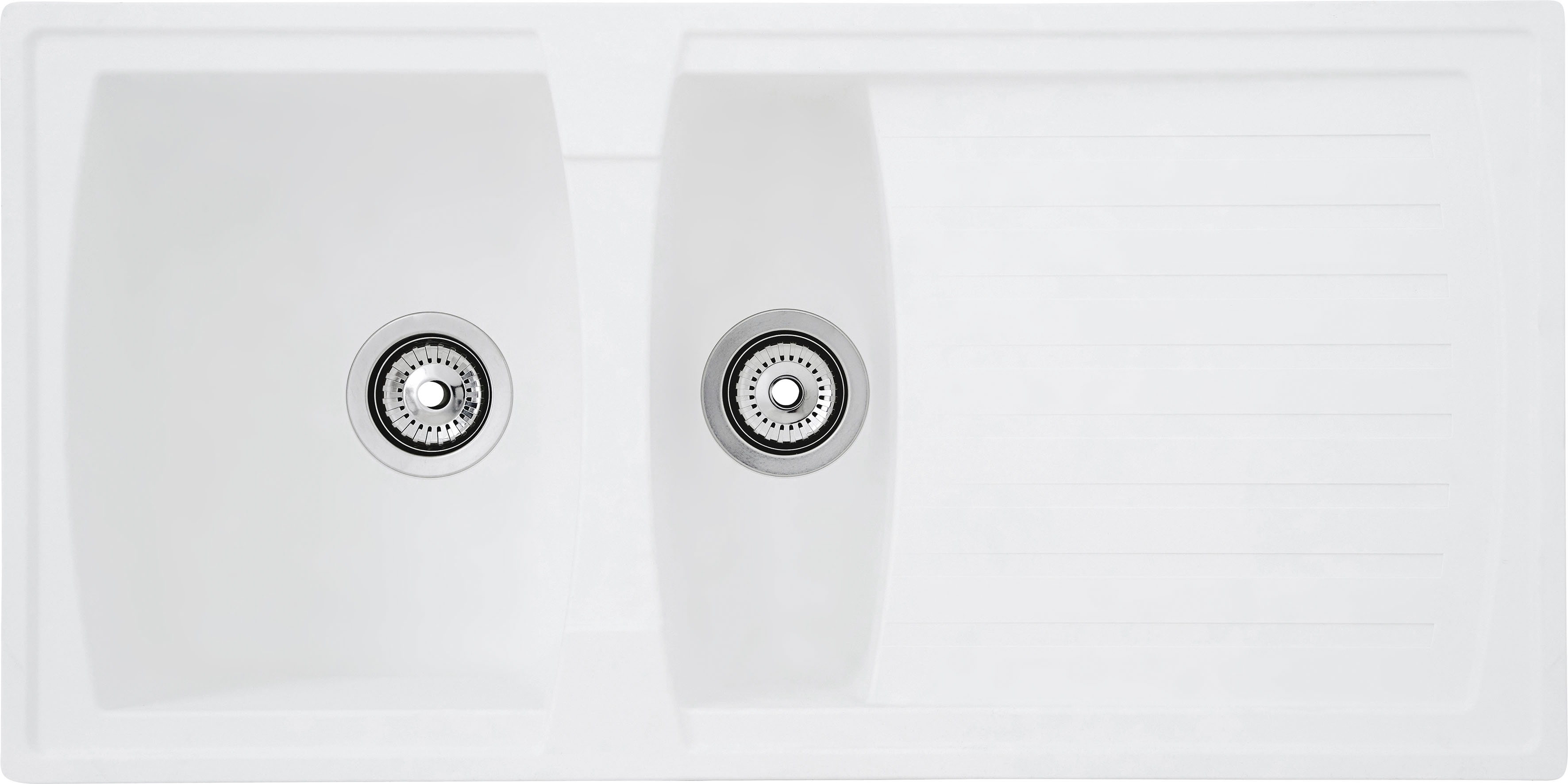 Einbauspüle RESPEKTA, weiß, B:100cm H:20cm T:50cm, Verbundwerkstoff, Küchenspülen