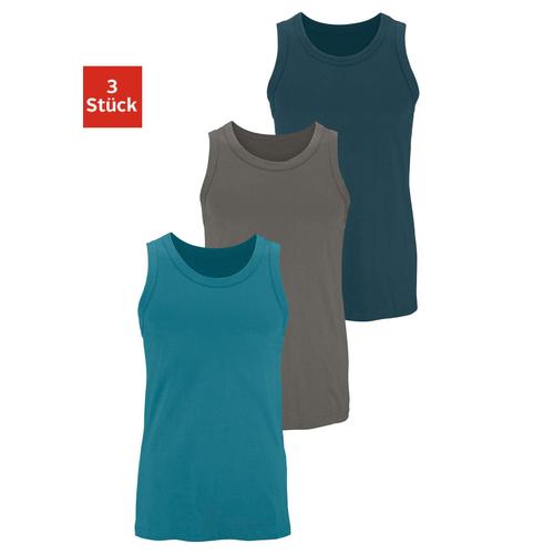 Tanktop H.I.S ""Unterhemd für Herren"", Herren, Gr. 6/L, grün (dunkelpetrol, dunkelgrau, petrol), Jersey, Obermaterial: 100% Baumwolle, unifarben, Basic, körpernah, Rundhals, ohne Ärmel, Tops, mit Rundhals aus Baumwolle