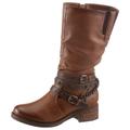 Stiefel MUSTANG SHOES Gr. 41, Normalschaft, braun (braun, used) Damen Schuhe Bikerstiefel Reißverschlussstiefel mit Nietenband und Zierkette