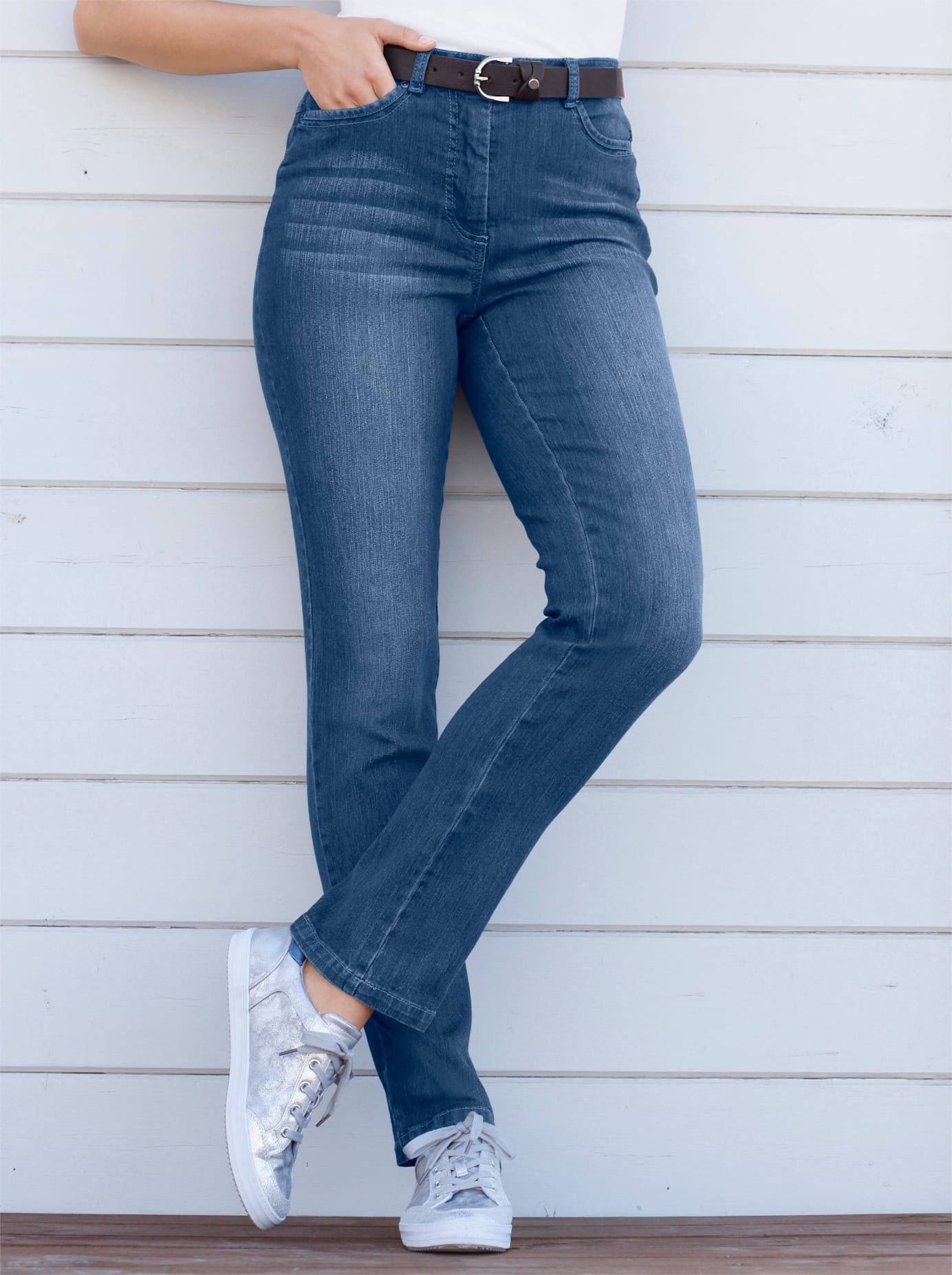 5-Pocket-Jeans CASUAL LOOKS, Damen, Gr. 23, Kurzgrößen, blau (blau, stone, washed), 78% Baumwolle, 20% Polyester, 2% Elasthan, unifarben, lang, Jeans 5-Pocket-Jeans