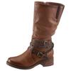 Stiefel MUSTANG SHOES, Damen, Gr. 37, Normalschaft, braun (braun, used), Lederimitat, used, klassisch, Schuhe Bikerstiefel Reißverschlussstiefel, mit Nietenband und Zierkette