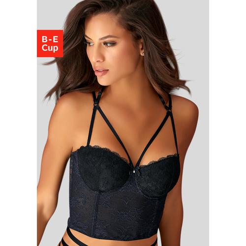Corsage PETITE FLEUR GOLD Gr. 85, Cup B, schwarz Damen Corsagen mit Bügel und sexy Bänder-Optik, Dessous