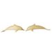 Wooden Hand Carved Set of 2 Swimming Dolphins Statue Sculpture Wood Home Decor Figurine Handcrafted Handmade Seaside Tropical