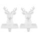 Set of 2 White Reindeer Head Christmas Stocking Holders 5.75"