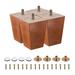 Furniture Legs, 80mm Set of 4 Square Wood Couch Legs, with Accessories - Brown