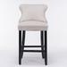 Set of 2 Contemporary Velvet Upholstered Barstools with Button Tufted Decoration and Wooden Legs