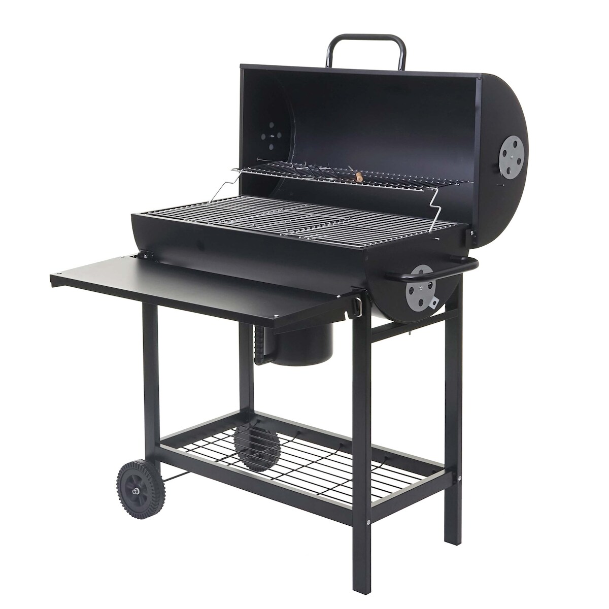 Mendler Grillwagen HWC-F70, Holzkohlegrill Standgrill Gartengrill mit Deckel Ablage, Stahl 103x93x70cm schwarz Image