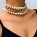 Free People Jewelry | Choker Pearl Chunky Gold Layered Necklace | Color: Gold/White | Size: Os