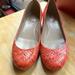 J. Crew Shoes | J Crew Orange Shoes With Heel 8 1/2 Made In Italy | Color: Orange | Size: 8.5