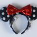 Disney Other | Disney Black Polka Dots With Red Bow Headband Ears | Color: Black/Red | Size: Os