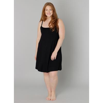 Trägerkleid BASE LEVEL CURVY "Alissa", Damen, Gr. 44, N-Gr, schwarz, Jersey, Obermaterial: 94% Viskose, 6% Elasthan, unifarben, Basic, figurumspielend knielang, Rundhals, Kleider, Verstellbare Träger Image