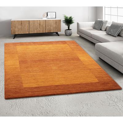 Wollteppich THEKO "Gabbeh Super, Handweb Teppich, Bordüre, reine Wolle, handgewebt" Gr. 4, braun (rostbraun), B:160cm H:9mm L:230cm, Wolle, Teppiche, Schlafzimmer, Wohnzimmer, Esszimmer, auch als Läufer und Bettumrandung, Topseller Image