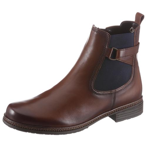 Chelseaboots GABOR Gr. 36, braun Damen Schuhe Blockabsatz, Stiefelette, Businessmode mit Stretcheinsatz