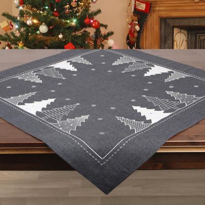 Mitteldecke DELINDO LIFESTYLE "Tannenbaum" Gr. 1, grau (anthrazit), B:85cm L:85cm, Polyester, Tischdecken, Glattes Gewebe, bestickt Image