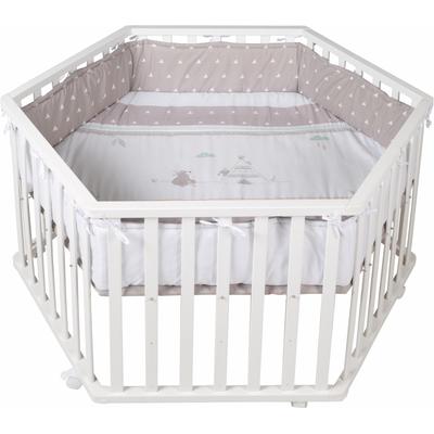Laufgitter ROBA "Indibär, 6-eckig", Baby, weiß, Laufställe, mit Stoffeinlage und Nestchen