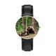 Woods Brown Bear Wrist Watches Classic Silver Dial Stainless Steel Watches Leatherwear Wrist Band Analog Ladies Men Women Watch