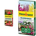 Floragard Rosenerde 40 Liter - torfreduzierte Spezialerde mit Ton für Rosen im Garten und im Kübel & Blumenerde, 40 Liter