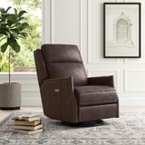 Greyleigh™ Evesham 29.5" Wide Genuine Leather Power Swivel Standard Recliner in Black | 42.9 H x 29.5 W x 41.7 D in | Wayfair