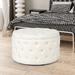 Everly Quinn Round Velvet Storage Ottoman Faux Fur/Fur in White | 17.1 H x 28.1 W x 28.1 D in | Wayfair 702CE72FEA394906B594E66A7B729891