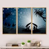 The Holiday Aisle® Christmas Nativity Scene w/ Three Wise Men - 3 Piece Floater Frame Print Set on Canvas Canvas, in White | Wayfair