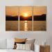 Millwood Pines Sunset over MountaIn Lake Horizon - 3 Piece Floater Frame Print Set on Canvas in White | 20 H x 36 W x 1 D in | Wayfair