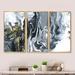 Wrought Studio™ White Gray & White Hand Painted Marble Acrylic - 3 Piece Floater Frame Print Set on Canvas Metal in Gray/White | Wayfair