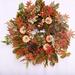 The Holiday Aisle® 24" Wreath Silk in Green/Orange/Red | 24 H x 24 W x 6 D in | Wayfair 8331B0B4A9094217B275B805E92094FC