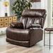 Ebern Designs 38.5" Wide Faux Leather Power Zero Gravity Recliner w/ Power Headrest Faux Leather/Water Resistant in Black/Brown | Wayfair