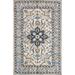 White 72 x 48 x 0.15 in Area Rug - Bungalow Rose Teshi Floral Medallion Machine Washable Area Rug Polyester/Cotton | 72 H x 48 W x 0.15 D in | Wayfair
