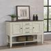 Red Barrel Studio® Zechari Sideboard w/ Large Display Shelf | 3 Drawers 2 Storage Cabinets | Antique White & Chestnut Brown in White/Brown | Wayfair