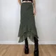 Dourbesty-Jupes mi-longues en mousseline de soie à volants taille haute pour femmes Streetwear