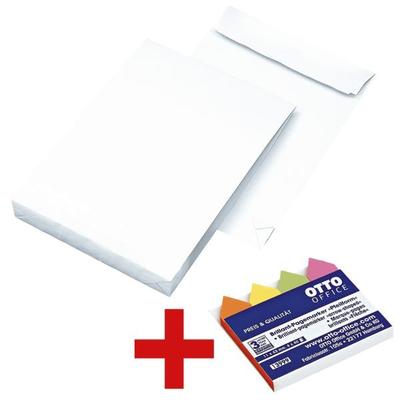Faltentaschen inkl. Pagemarker »Pfeil« 43 x 11 mm weiß, Mailmedia, 32.4x22.9 cm