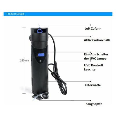 Aquaristikwelt24 - CUP-805 Aquarium Innenfilter inkl. 5 Watt uvc Klärer 700 L/h bis 350l Aquarien Image