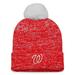 Women's Fanatics Branded Red/White Washington Nationals Iconic Cuffed Knit Hat with Pom