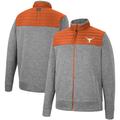 Men's Colosseum Charcoal/Texas Orange Texas Longhorns Putter Herringbone Full-Zip Jacket