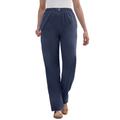 Plus Size Women's Elastic Waist Mockfly Straight-Leg Corduroy Pant by Woman Within in Navy (Size 20 WP)