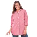 Plus Size Women's Perfect Long Sleeve Shirt by Woman Within in Classic Red Stripe (Size L)