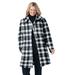 Plus Size Women's Wool-Blend Classic A-Line Coat by Woman Within in Black Plaid (Size 20 W)