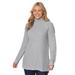 Plus Size Women's Waffle Knit Turtleneck Sweater by Woman Within in Heather Grey (Size M)