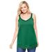 Plus Size Women's Lace-Trim V-Neck Tank by Woman Within in Emerald Green (Size 14/16) Top