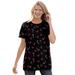 Plus Size Women's Perfect Printed Short-Sleeve Crewneck Tee by Woman Within in Black Mistletoe (Size 1X) Shirt